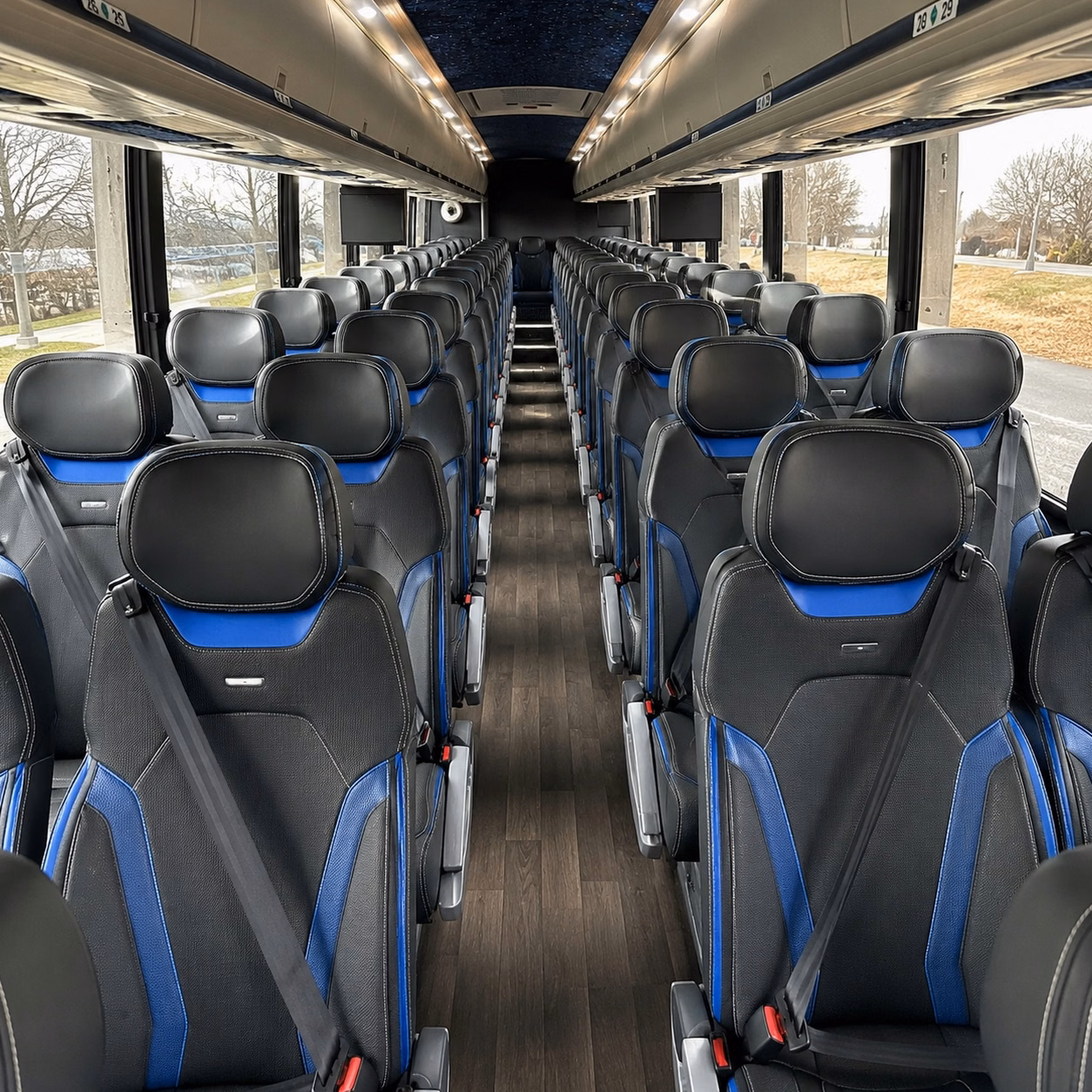 56 passenger charter bus inside